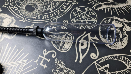 BDSM penis pump, adjustable opening, manual lever trigger