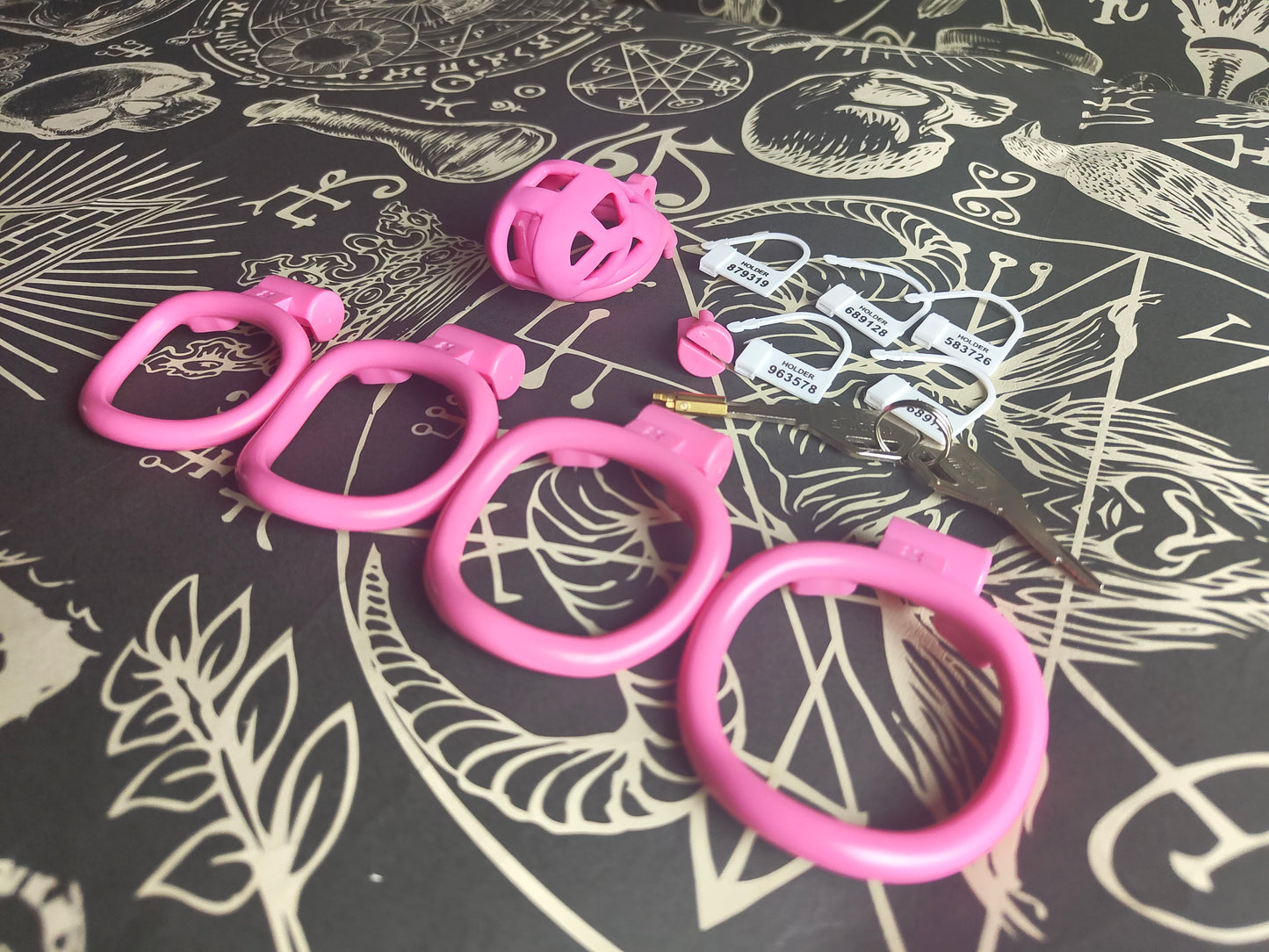 Lockable chastity cage: bubblegum pink - nylon resin, locked, device, 3d printed, various sizes, orgasm control, comfortable, lightweight