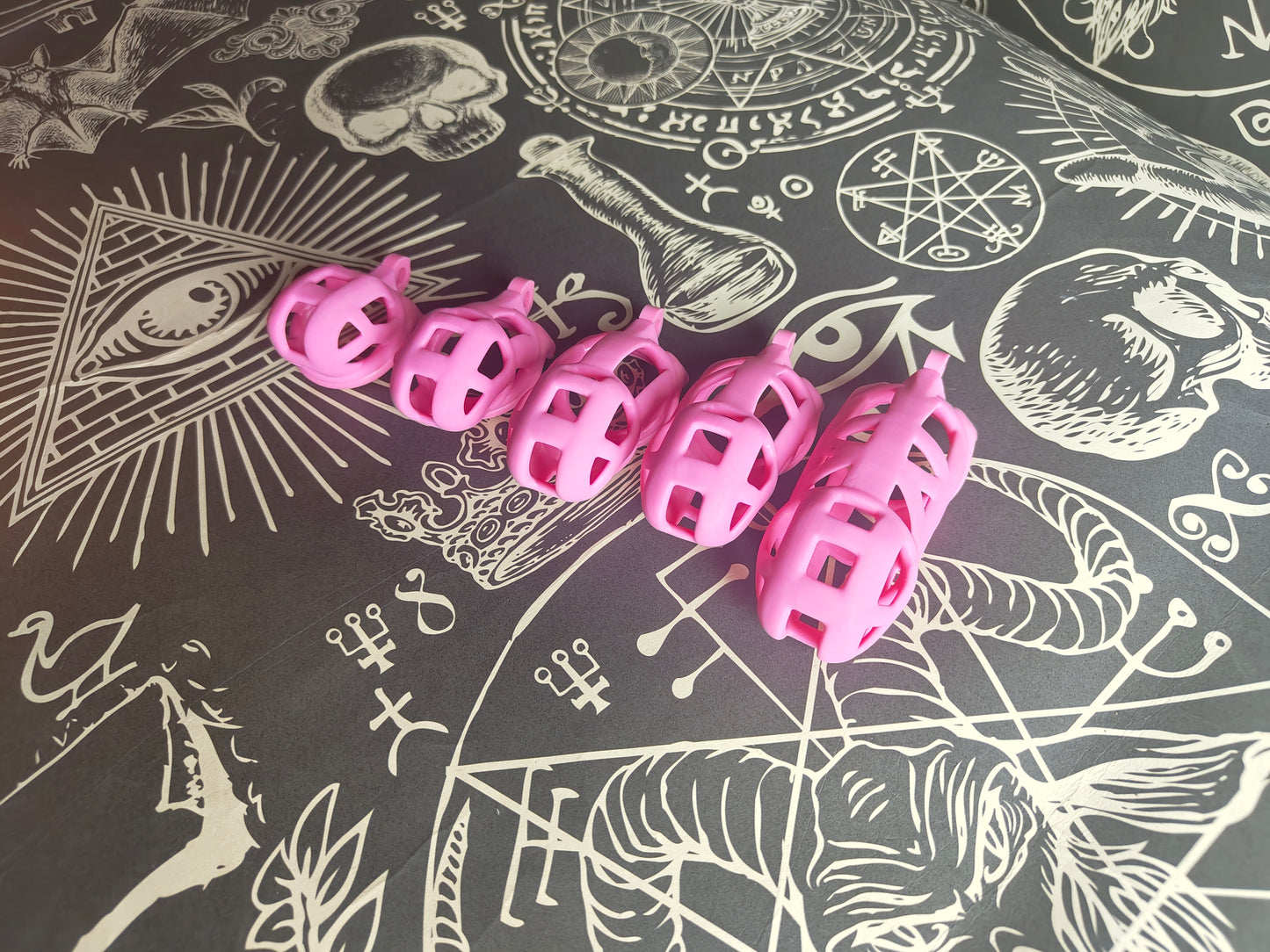 Lockable chastity cage: bubblegum pink - nylon resin, locked, device, 3d printed, various sizes, orgasm control, comfortable, lightweight
