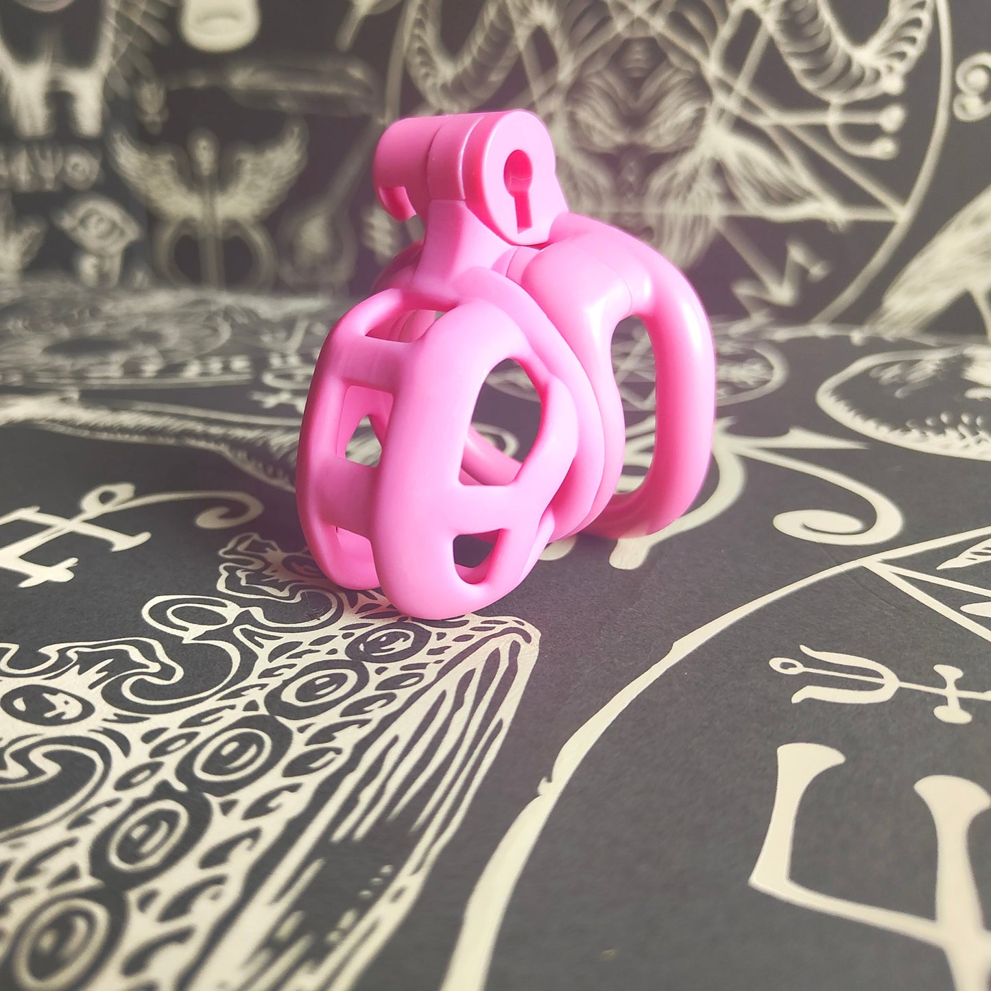 Lockable chastity cage: bubblegum pink - nylon resin, locked, device, 3d printed, various sizes, orgasm control, comfortable, lightweight