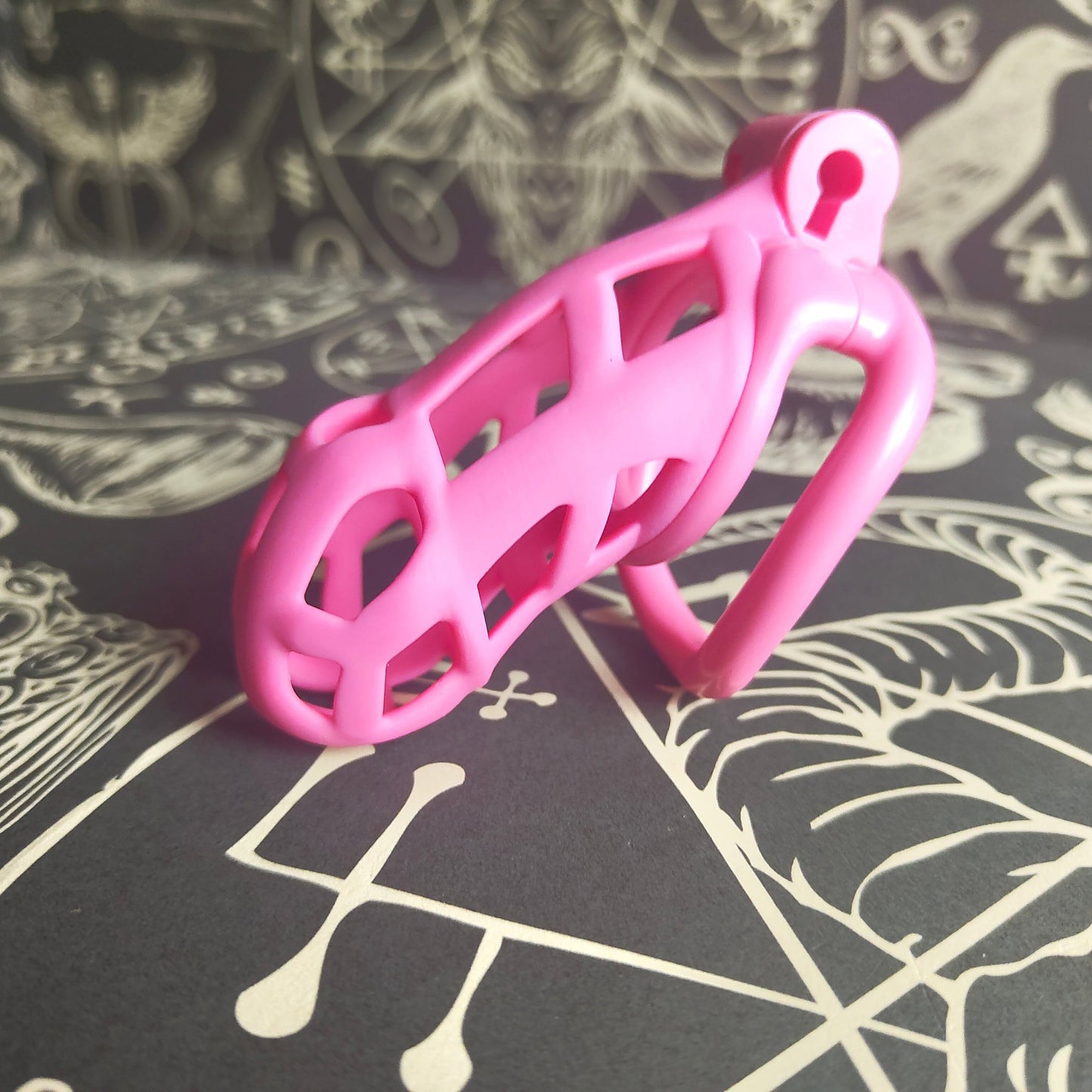 Lockable chastity cage: bubblegum pink - nylon resin, locked, device, 3d printed, various sizes, orgasm control, comfortable, lightweight
