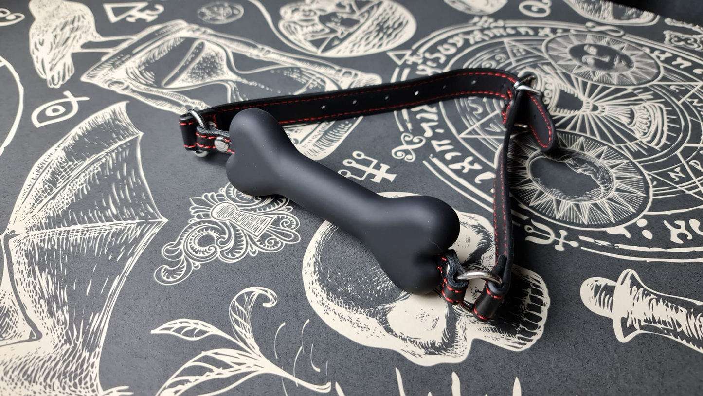 BDSM pet play bone gag: fetish humiliation puppy play