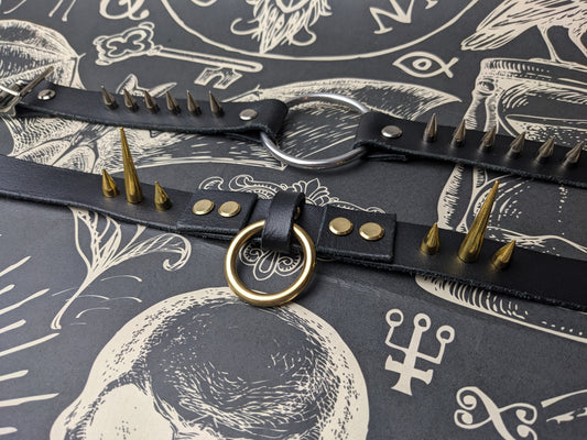 BDSM Keir's Handmade High Quality Real Leather Choker Collar - Spiky Hardware, Heavy Duty, sadistic, sinister
