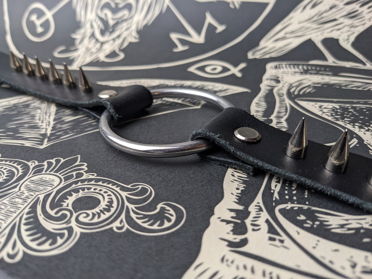 BDSM Keir's Handmade High Quality Real Leather Choker Collar - Spiky Hardware, Heavy Duty, sadistic, sinister