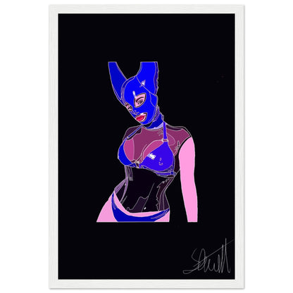 Horny Blue Devil - Classic Semi-Glossy Paper Wooden Framed Poster