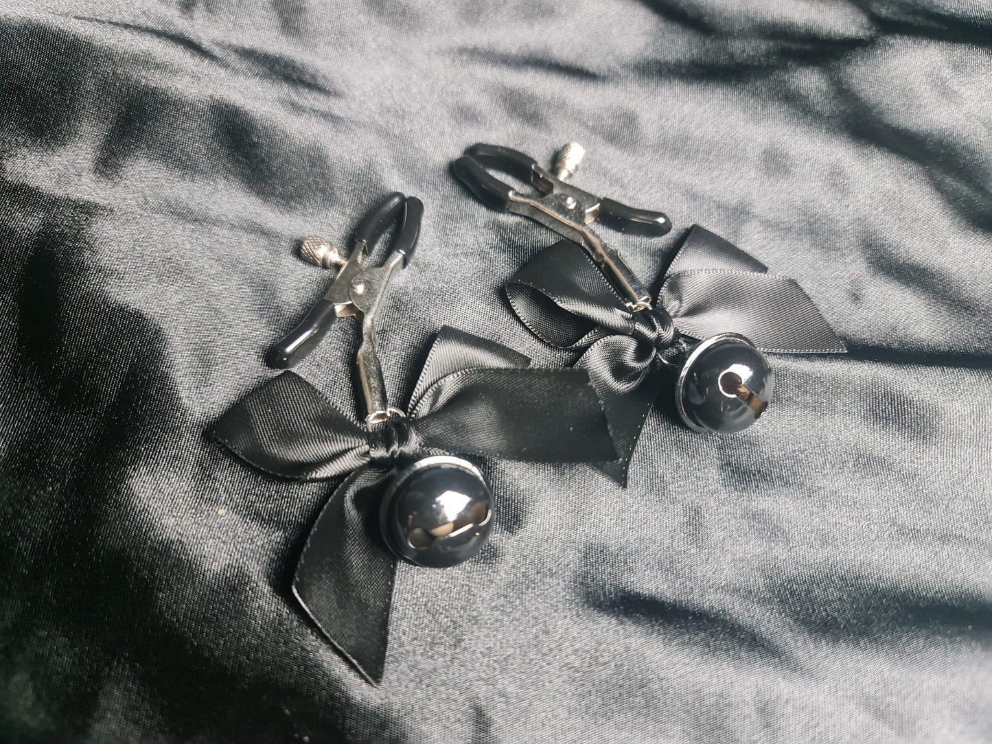 BDSM Nipple clamps with bows and bells, cute, little, pet