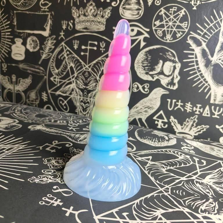 BDSM Fantasy Rainbow Unicorn Horn Monster Dildo - cute, pretty