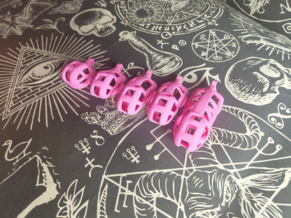 Lockable chastity cage: bubblegum pink - nylon resin, locked, device, 3d printed, various sizes, orgasm control, comfortable, lightweight