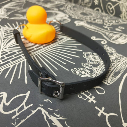 BDSM Squeaky Rubber Ducky Gag - Lockable Silicone Strap, easy clean, cute, playful