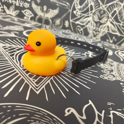 BDSM Squeaky Rubber Ducky Gag - Lockable Silicone Strap, easy clean, cute, playful