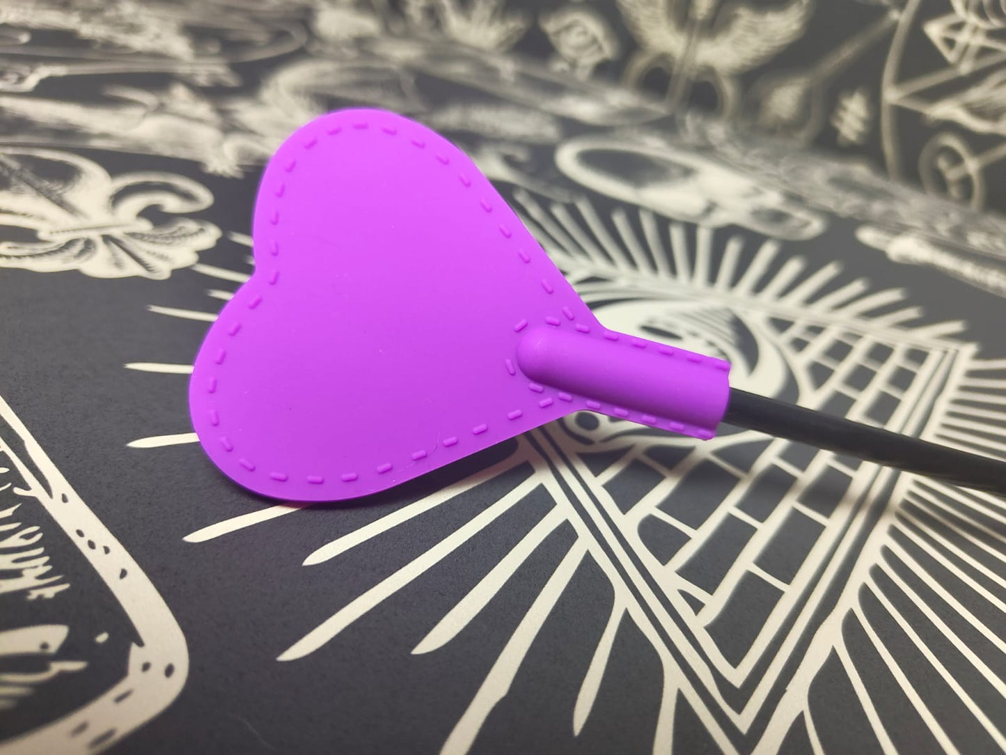 BDSM Heart spanker silicone riding crop whip - easy clean, cute, ddlg, stingy