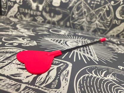 BDSM Heart spanker silicone riding crop whip - easy clean, cute, ddlg, stingy